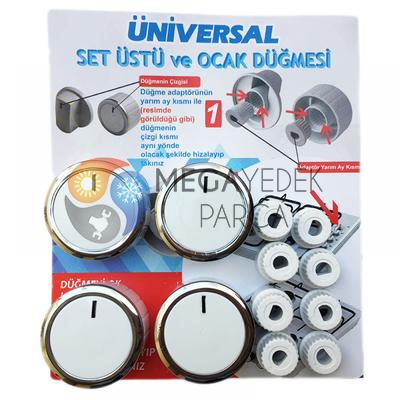  Universal Ankastre Fırın ve Ocak Beyaz Düğme Takımı